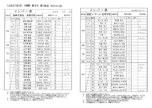 第1試合 長崎北陽台 函館ラ サール メンバー表 関西ラグビーフットボール協会